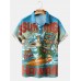 Men's Vintage Colorful Surf Big Tiki Mask Short Sleeve Polo Shirt