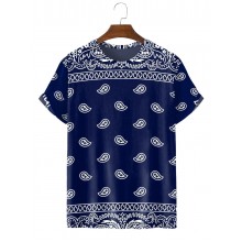 Men's trendy retro ethnic pattern print T-shirt