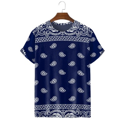 Men's trendy retro ethnic pattern print T-shirt