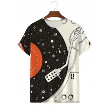 Men's Trendy Vintage Gramophone Print T-Shirt